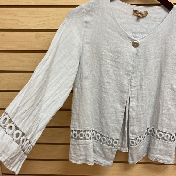 Carla Conti fashionable women linen top Size S made in Italy also have it in M - Picture 2 of 6